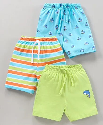 Babyhug Knit Shorts Pack of 3 - Multicolor